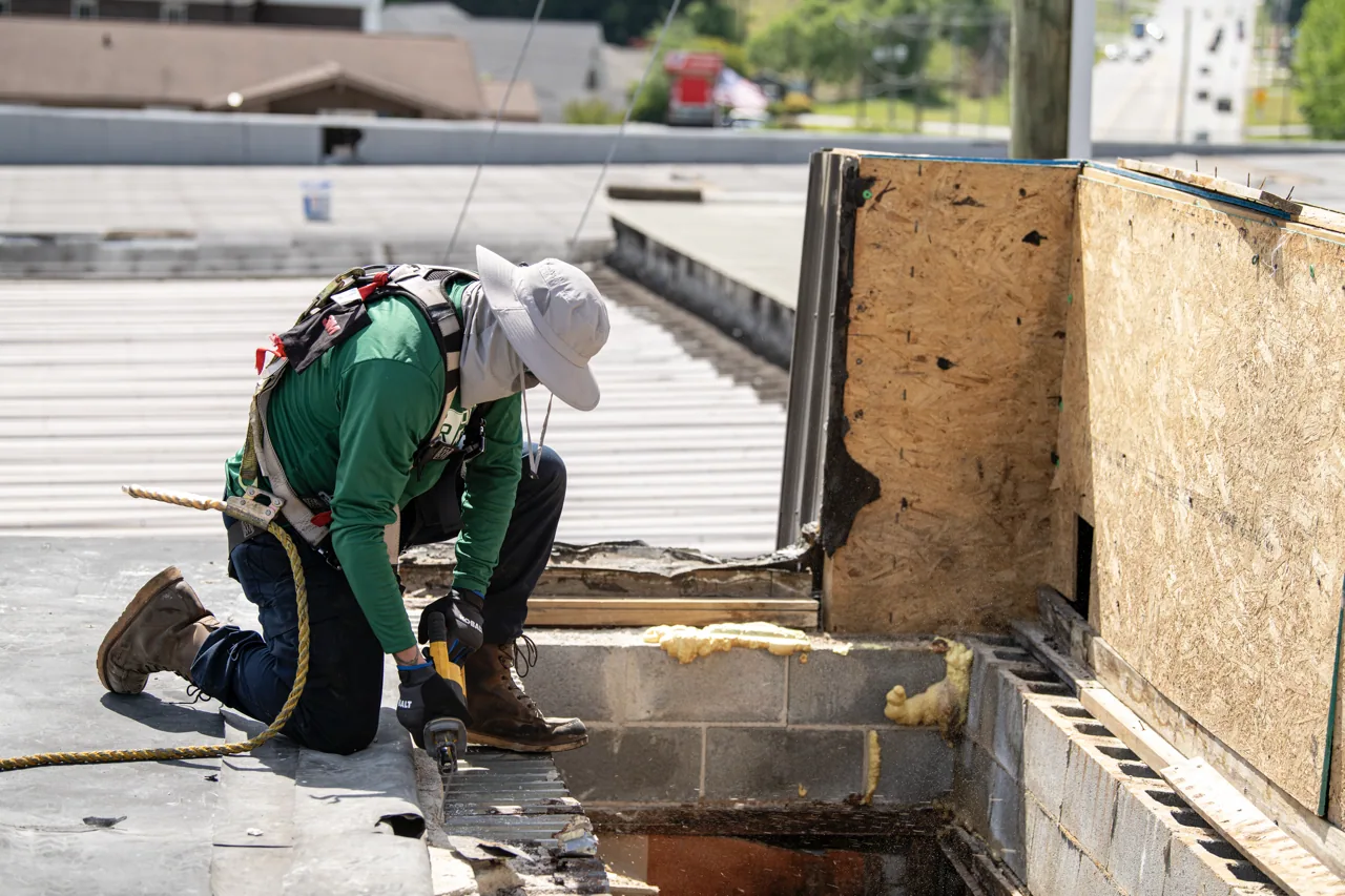 Occupied Building Reroofing in Denton, TX